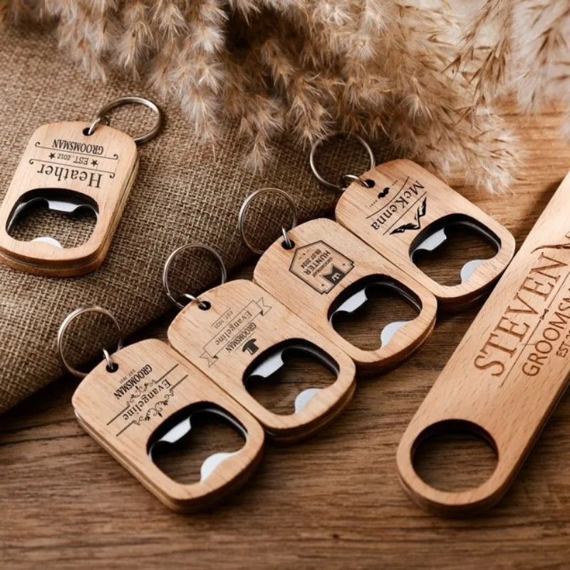 Bottle Opener Keyring - Portachiavi in legno con apribottiglie per