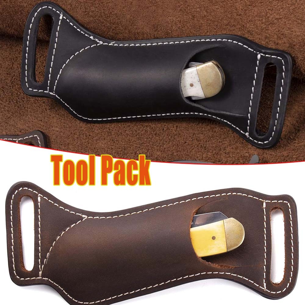 Leather Edc. Carry Pouch - Fodero per Coltello Tattico Pieghevole EDC,